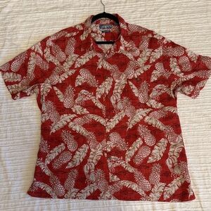 MENS Vintage Pineapple Red Hawaiian Camp Shirt sz 2XL
